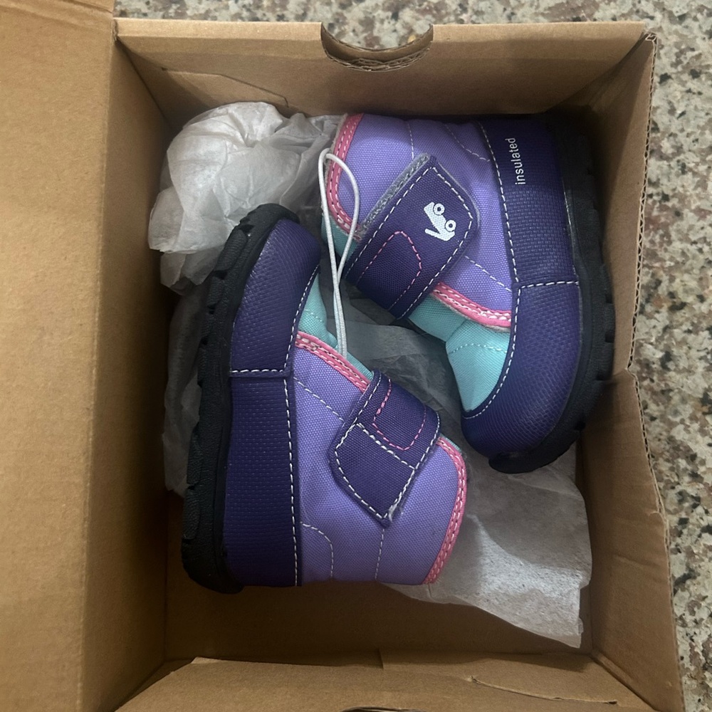 See Kai Run Purple Boots with Velcro Closure and High-Top Design